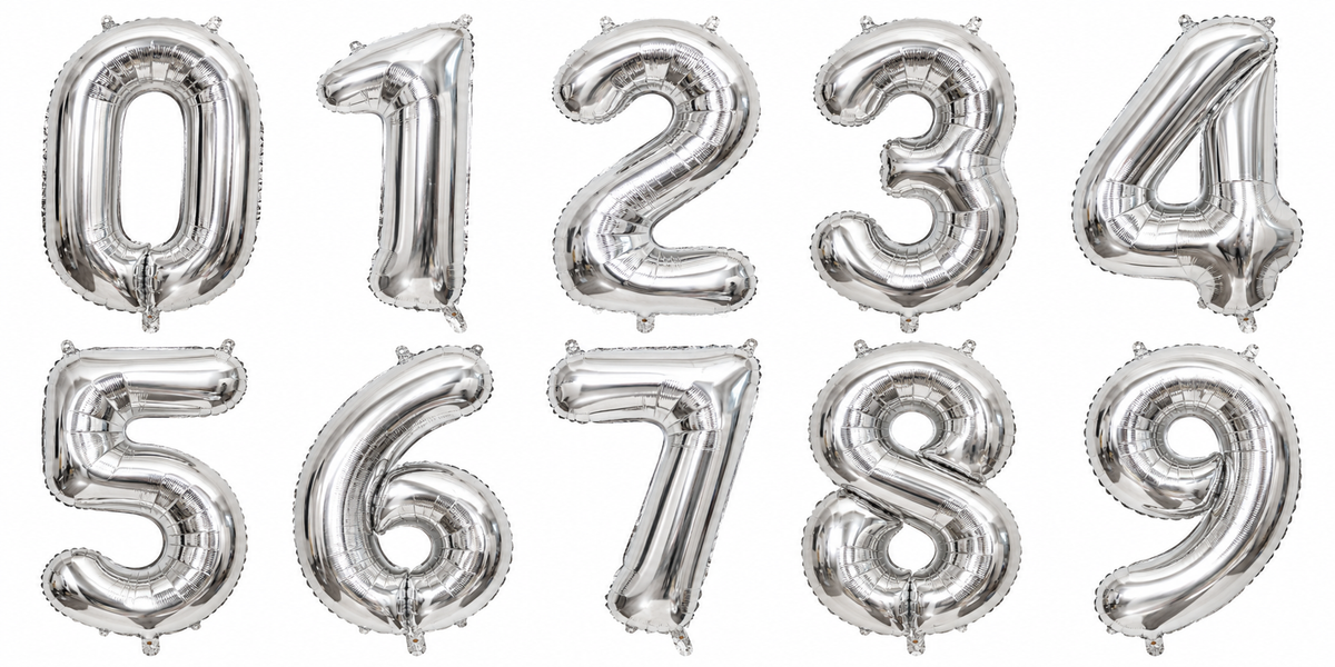 40" Silver Number Foil Balloon
